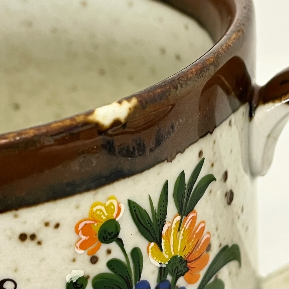 Vintage German Floral Ceramic Mugs Set - Brown and White - Picture 7 of 12